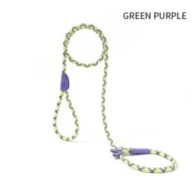 Dog Rope Pet Pulling Rope Puppy Strap Traction Rope Heavy Duty Belt Large Dog Leash Dog Collar Strap Dog Training Pet Harness Hands-Free Leash For Sma (Color: Green Purple, size: 1.5x0.6)